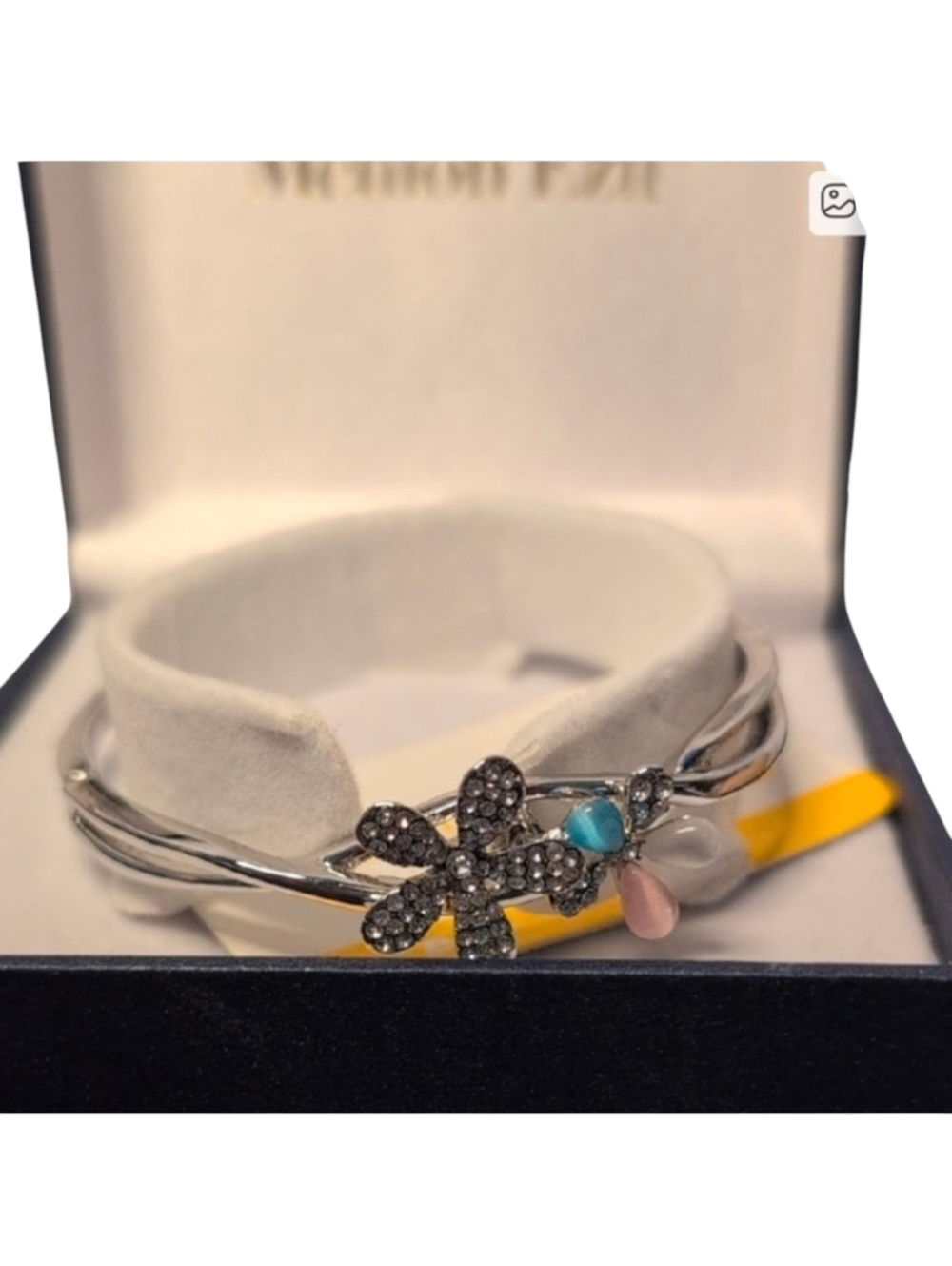 Menton Ezil Silver Tone & Crystal Flower Bracelet